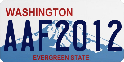 WA license plate AAF2012