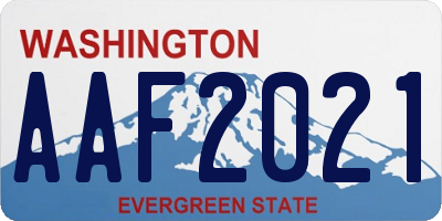 WA license plate AAF2021