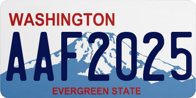 WA license plate AAF2025