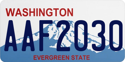 WA license plate AAF2030