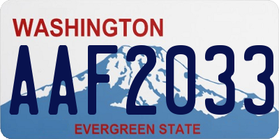 WA license plate AAF2033