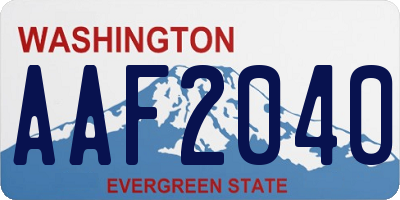 WA license plate AAF2040