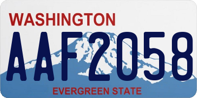 WA license plate AAF2058
