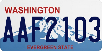 WA license plate AAF2103