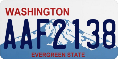 WA license plate AAF2138