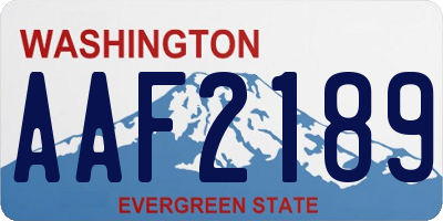 WA license plate AAF2189