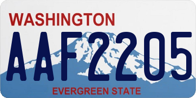 WA license plate AAF2205