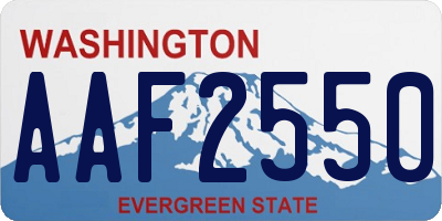 WA license plate AAF2550