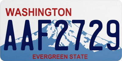 WA license plate AAF2729