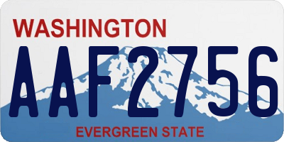 WA license plate AAF2756