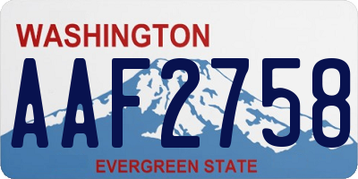 WA license plate AAF2758