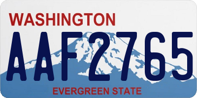 WA license plate AAF2765