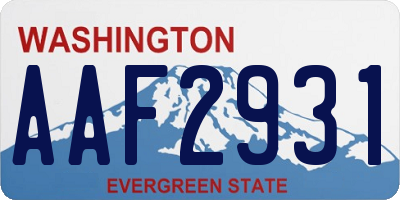 WA license plate AAF2931