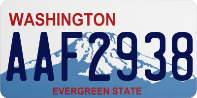 WA license plate AAF2938