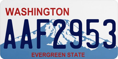 WA license plate AAF2953