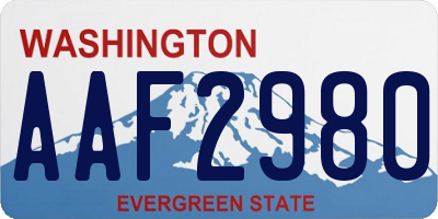 WA license plate AAF2980