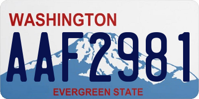 WA license plate AAF2981
