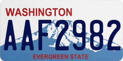 WA license plate AAF2982