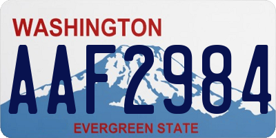 WA license plate AAF2984