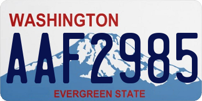 WA license plate AAF2985