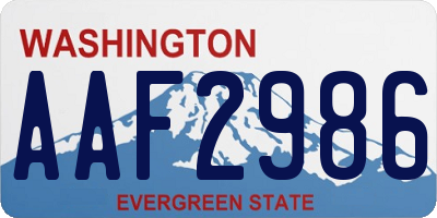 WA license plate AAF2986
