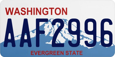 WA license plate AAF2996
