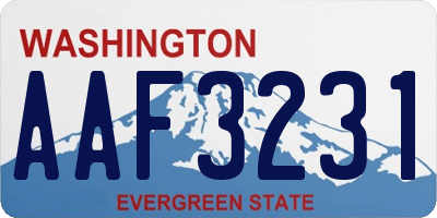 WA license plate AAF3231