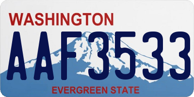 WA license plate AAF3533
