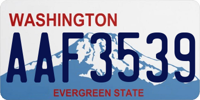WA license plate AAF3539