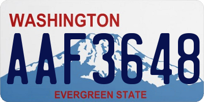 WA license plate AAF3648