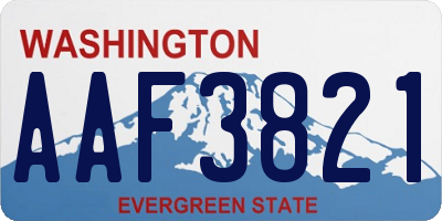 WA license plate AAF3821