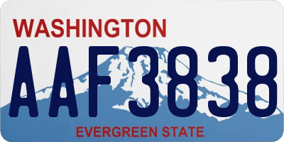 WA license plate AAF3838