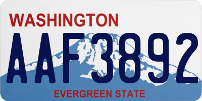 WA license plate AAF3892