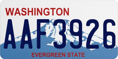 WA license plate AAF3926
