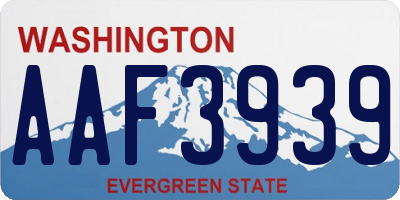 WA license plate AAF3939