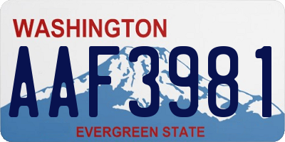 WA license plate AAF3981