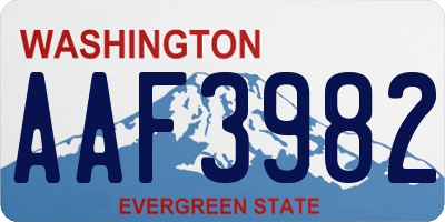 WA license plate AAF3982