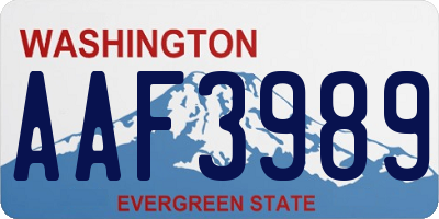WA license plate AAF3989