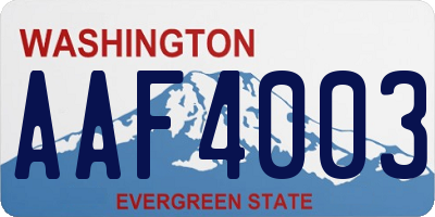 WA license plate AAF4003