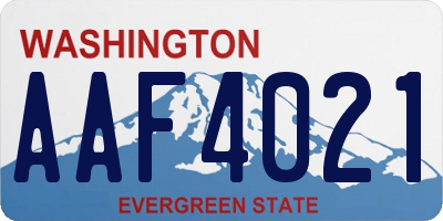 WA license plate AAF4021