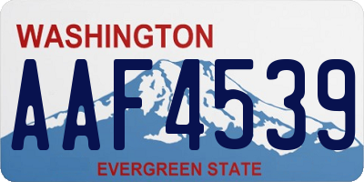 WA license plate AAF4539