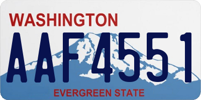 WA license plate AAF4551