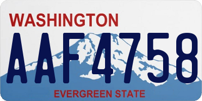 WA license plate AAF4758