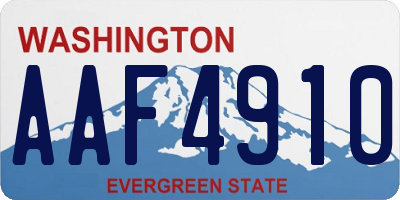 WA license plate AAF4910