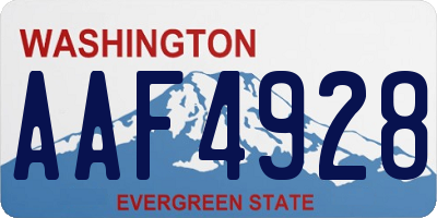 WA license plate AAF4928