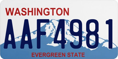 WA license plate AAF4981