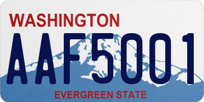 WA license plate AAF5001