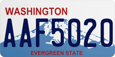 WA license plate AAF5020