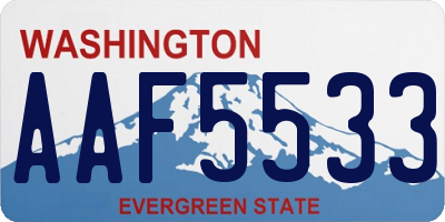 WA license plate AAF5533