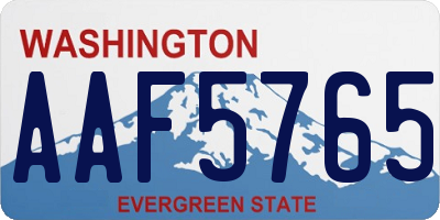 WA license plate AAF5765